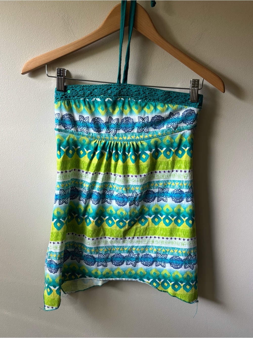 Green Soda Teal and Lime Green Halter Top